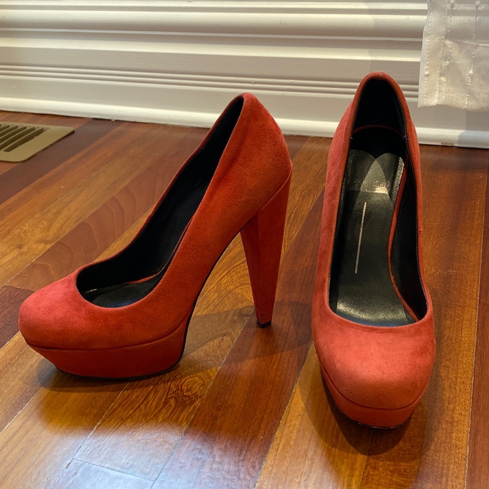 Red velvet heels